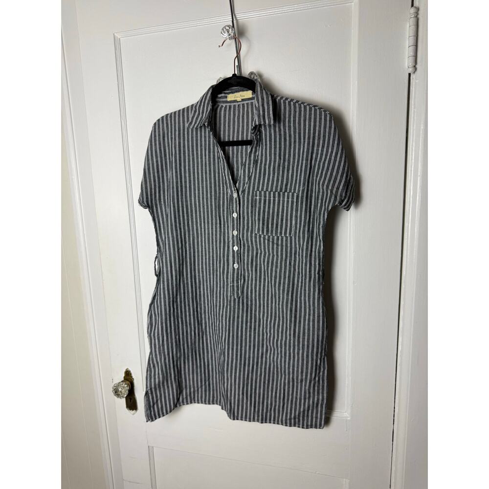 Love Notes Dress Women's Small Striped Mini Y2K Shirt Office Siren Short Cotton